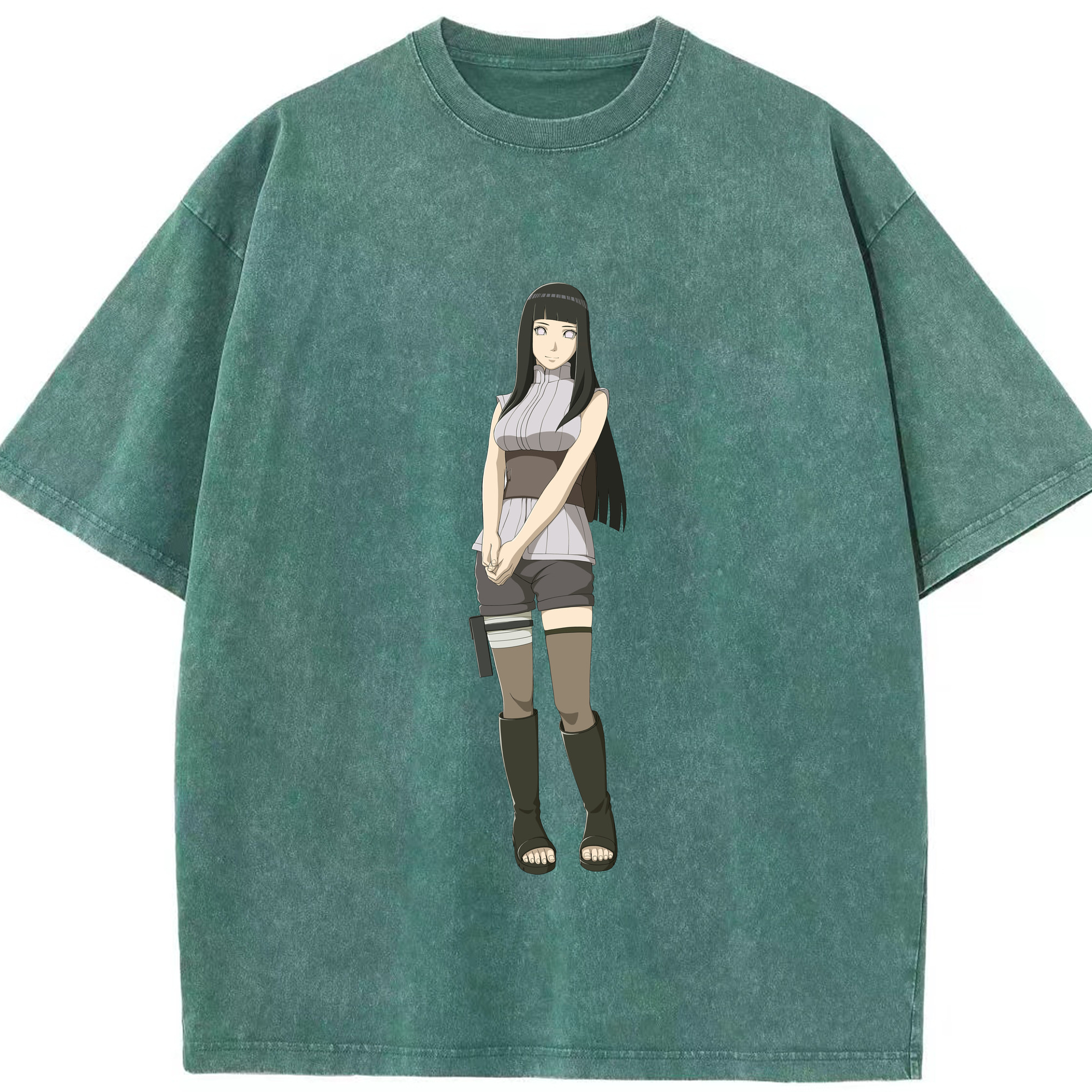 （画像用） NARUTO -ナルト- 日向ヒナタ Hyūga Hinata 綿100% ヴィンテージ風 半袖Tシャツ（フロントプリント）
